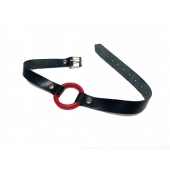 Красный кляп-кольцо на черных кожаных ремешках - БДСМ Арсенал - купить с доставкой в Волжском