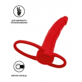 Красная насадка на пенис для двойного проникновения Black Red - 16,5 см. - ToyFa - купить с доставкой в Волжском