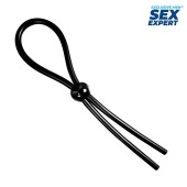 Черное силиконовое лассо с шариком для утяжки - Sex Expert - в Волжском купить с доставкой