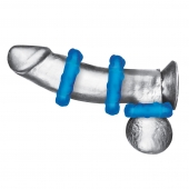Комплект из трех голубых эрекционных колец 3-Pack Ribbed Rider Cock Ring Set - BlueLine - в Волжском купить с доставкой
