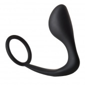 Черное эрекционное кольцо с анальной пробкой Anal Plug With Cockring - Dream Toys - в Волжском купить с доставкой