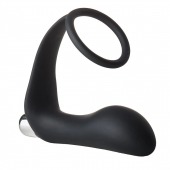 Черное эрекционное кольцо с вибропробкой Vibrating Anal Plug With Cockring - Dream Toys - в Волжском купить с доставкой