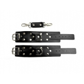 Черные кожаные наручники Sex Game - БДСМ Арсенал - купить с доставкой в Волжском