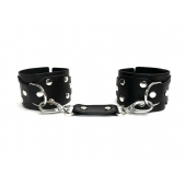 Черные кожаные наручники Sex Game - БДСМ Арсенал - купить с доставкой в Волжском