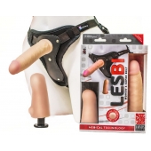 Телесный страпон Harness LESBI с вагинальной пробкой - 16,5 см. - LOVETOY (А-Полимер) - купить с доставкой в Волжском