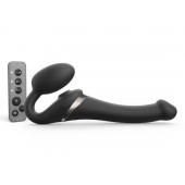 Черный безремневой страпон Multi Orgasm Size S с клиторальной стимуляцией - Strap-on-me - купить с доставкой в Волжском