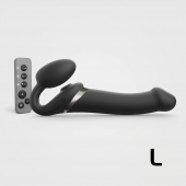 Черный безремневой страпон Multi Orgasm Size L с клиторальной стимуляцией - Strap-on-me - купить с доставкой в Волжском