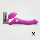 Ярко-розовый безремневой страпон Multi Orgasm Size M с клиторальной стимуляцией - Strap-on-me - купить с доставкой в Волжском