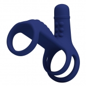 Синяя вибронасадка на пенис Vibrating Penis Sling - Baile - в Волжском купить с доставкой