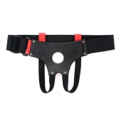 Красные кожаные трусики для страпона - БДСМ Арсенал - купить с доставкой в Волжском