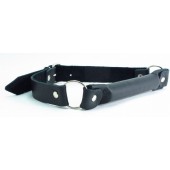 Черный кожаный кляп-трензель на кольцах - БДСМ Арсенал - купить с доставкой в Волжском