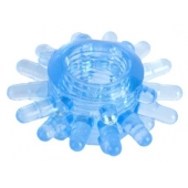 Голубая гелевая насадка с шипиками - Toyfa Basic - в Волжском купить с доставкой