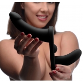 Черный вибрострапон Double Take 10X Double Penetration Vibrating Strap-on Harness - XR Brands - купить с доставкой в Волжском