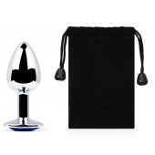 Анальное украшение BUTT PLUG  Small с синим кристаллом - 7 см. - Anal Jewelry Plug - купить с доставкой в Волжском