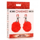 Красные зажимы на соски с помпонами Pom Pom - XR Brands - купить с доставкой в Волжском