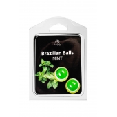 Набор из 2 шариков с массажным маслом Brazilian Balls с ароматом мяты - Secret Play - купить с доставкой в Волжском