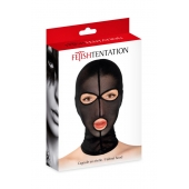 Черная сетчатая маска на голову с отверстиями для глаз и рта - Fetish Tentation - купить с доставкой в Волжском