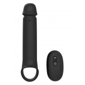Черная насадка-удлинитель с вибрацией Vibrating Extender With Remote - Dream Toys - в Волжском купить с доставкой