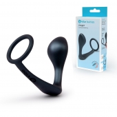 Черное эрекционное кольцо со стимулятором простаты Ringer Cock Ring   Plug - b-Vibe - в Волжском купить с доставкой