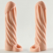 Телесная насадка-удлинитель Okoto со спиралевидным рельефом - 16 см. - Sitabella - в Волжском купить с доставкой