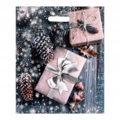 Новогодний пакет с принтом в виде подарков и вырубной ручкой (45х38 см) - Сима-Ленд - купить с доставкой в Волжском