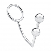 Кольцо на пенис с анальным стимулятором Two Bead Stainless Steel Anal Hook   Cock Ring - BlueLine - в Волжском купить с доставкой