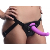 Лиловый поясной страпон Navigator Silicone G-Spot Dildo with Harness - 17,8 см. - XR Brands - купить с доставкой в Волжском