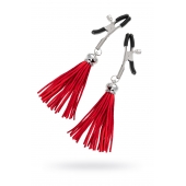 Зажимы на соски «Прищепки» с красными кисточками из замши - Pecado - купить с доставкой в Волжском