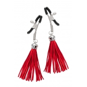 Зажимы на соски «Прищепки» с красными кисточками из замши - Pecado - купить с доставкой в Волжском