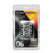 Прозрачная насадка с объёмными чёрточками STAY HARD COCK SLEEVE 06 CLEAR - Blush Novelties - в Волжском купить с доставкой