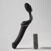 Черный безремневой вибрострапон Strap-On-Me Multi Orgasm Size XL - Strap-on-me - купить с доставкой в Волжском