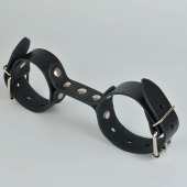 Черные кожаные наручники-фиксатор - Sitabella - купить с доставкой в Волжском