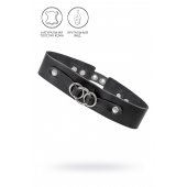 Черный чокер-ошейник со связанными кольцами на подложке - Pecado - купить с доставкой в Волжском