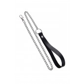 Поводок с ручкой из черной натуральной кожи и карабином для ошейника - Pecado - купить с доставкой в Волжском