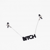 Зажимы на соски с кожаной подвеской Bitch - Crazy Handmade - купить с доставкой в Волжском