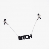Зажимы на соски с кожаной подвеской Bitch - Crazy Handmade - купить с доставкой в Волжском