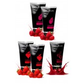 Набор из 5 съедобных лубрикантов JUJU (клубника х 2, малина х 2, вишня) - JuJu - купить с доставкой в Волжском