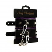 Черно-фиолетовые скругленные наручники с мягкой подкладкой - Crazy Handmade - купить с доставкой в Волжском
