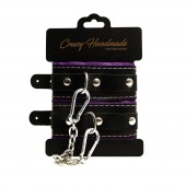 Черно-фиолетовые скругленные наручники с мягкой подкладкой - Crazy Handmade - купить с доставкой в Волжском