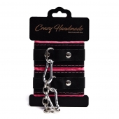 Черно-розовые скругленные наручники с мягкой подкладкой - Crazy Handmade - купить с доставкой в Волжском