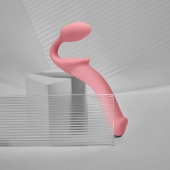 Розовый безремневой страпон Strap-on-me Semi-Realistic Bendable Strap-On size M - Strap-on-me - купить с доставкой в Волжском