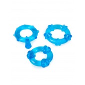 Набор из 3 синих эрекционных колец с различным рельефом - Erowoman-Eroman - в Волжском купить с доставкой