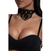 Черный чокер с клепками и золотистой фурнитурой - Crazy Handmade - купить с доставкой в Волжском