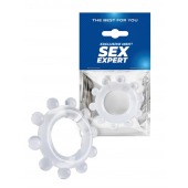 Прозрачное эрекционное кольцо со стимулирующими шариками - Sex Expert - в Волжском купить с доставкой