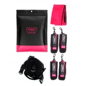 Черно-розовый эротический набор: фиксатор, оковы, наручники, повязка - Erokay - купить с доставкой в Волжском