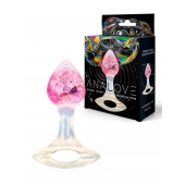 Розоватая анальная пробка с руской - 8,5 см. - AnaLove