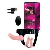 Женский страпон с 3 насадками и вибрацией - Erowoman-Eroman - купить с доставкой в Волжском