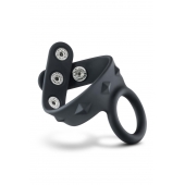 Черное эрекционное кольцо с подхватом мошонки на кнопках VS6 - Blush Novelties - в Волжском купить с доставкой