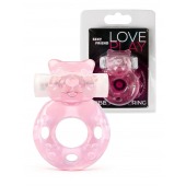 Розовое эрекционное виброкольцо в форме мишки - 1137 - в Волжском купить с доставкой