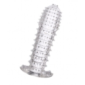 Гелевая прозрачная насадка c шипами - 12 см. - Toyfa Basic - в Волжском купить с доставкой